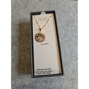 Brilliance Fine Jewelry Sun Pendant - 14K Gold Plated over Sterling Silver